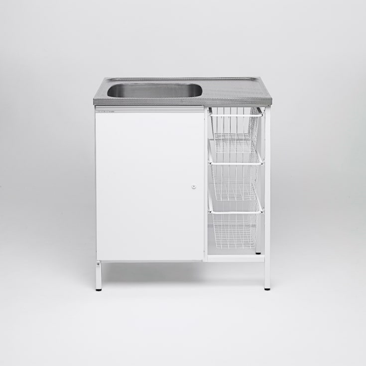 Contura CAB 8 V stålbord, 80x60 cm, rustfritt stål/hvit
