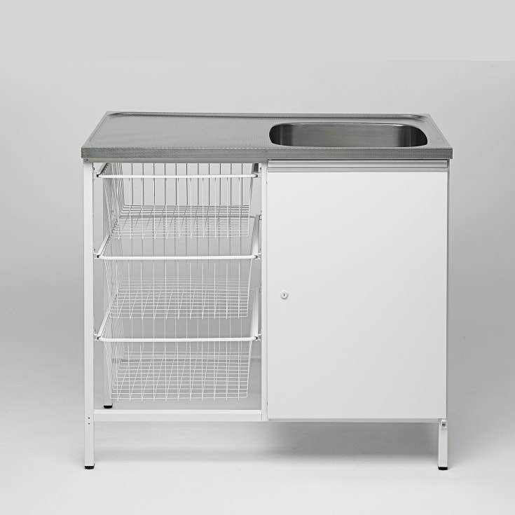 Contura CAB 10 H stålbord, 100x60 cm, rustfritt stål/hvit