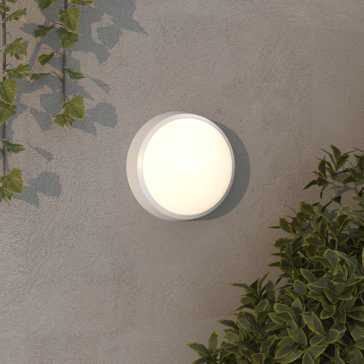 4lite Pylus Round vägglampa utomhus, vit