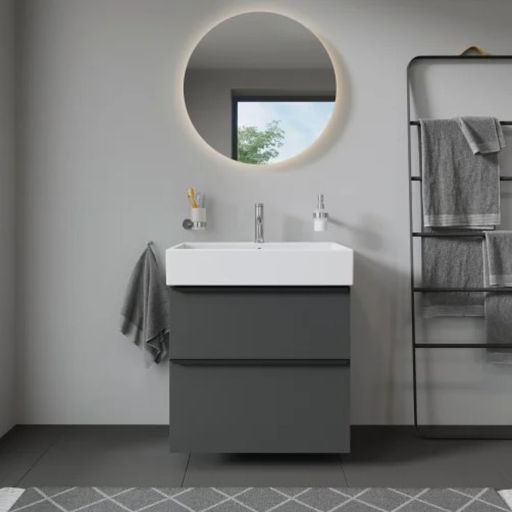 Duravit D-Neo spejl med lys, Ø90 cm, højglans hvid