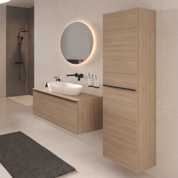 Duravit D-Neo speil med lys, Ø70 cm, høyglans hvit