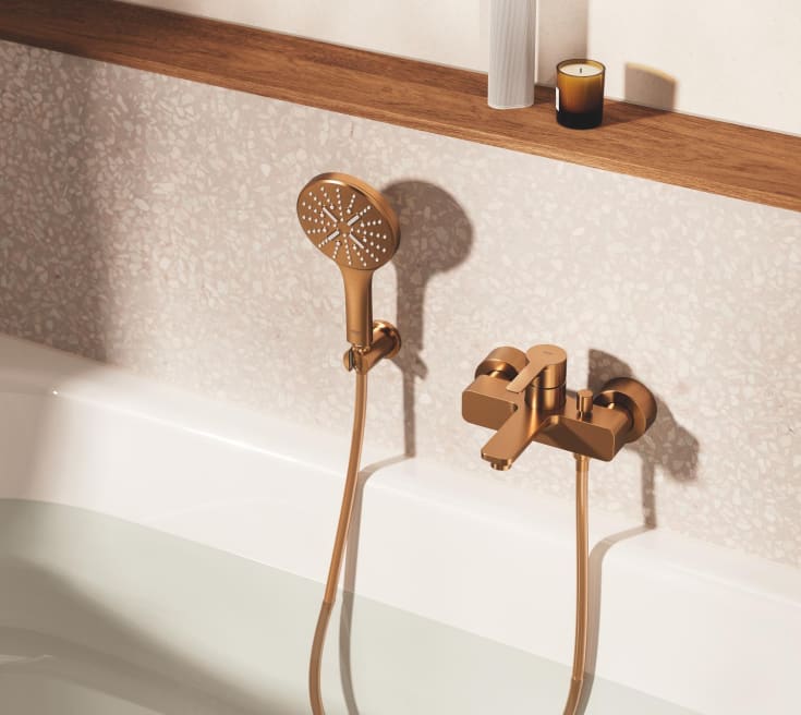 Grohe Lineare badekarbatteri, børstet kobber