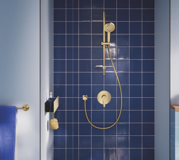 Grohe Vitalio Joy+ duschset, vattenbesparande, borstad mässing