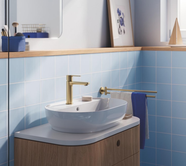 Grohe Lineare tvättställsblandare, borstad mässing
