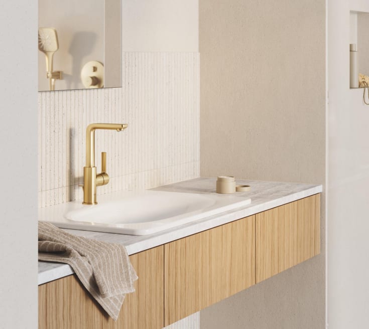 Grohe Lineare tvättställsblandare, borstad mässing