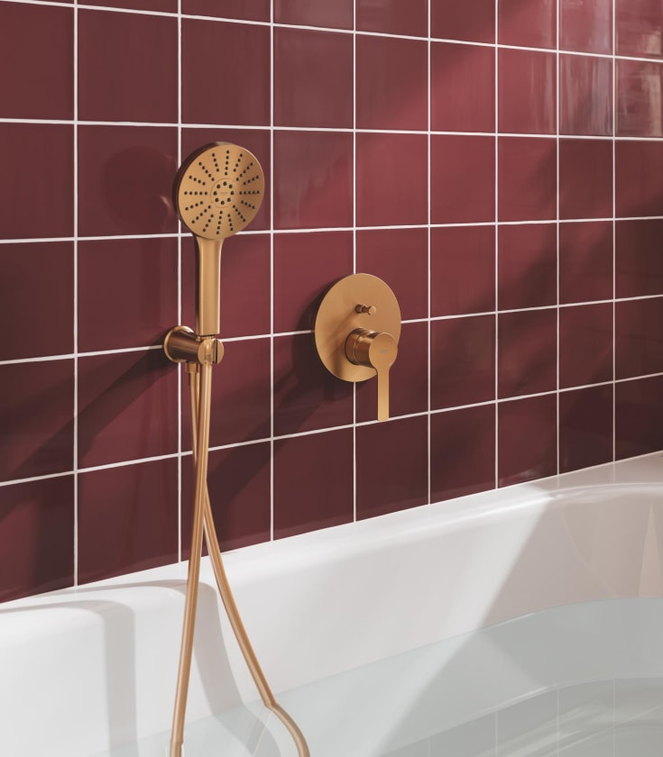Grohe Lineare badekarbatteri, børstet kobber