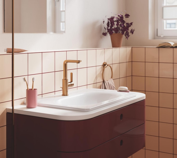 Grohe Lineare tvättställsblandare, borstad koppar