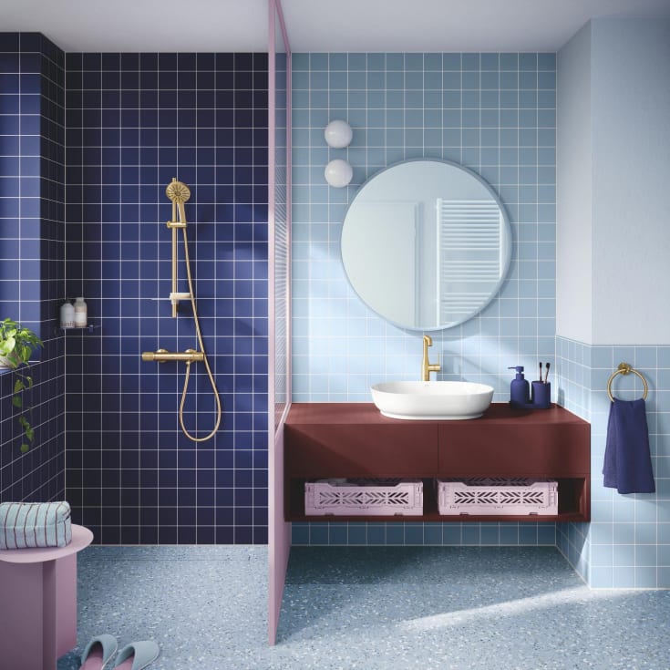 Grohe Vitalio Joy+ duschset, vattenbesparande, borstad mässing
