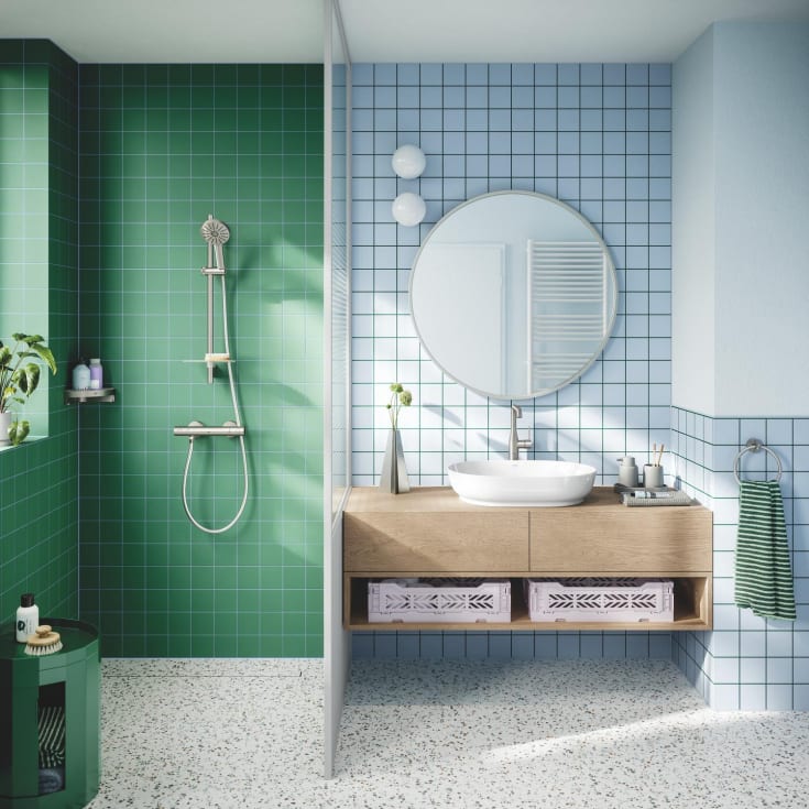 Grohe Vitalio Joy+ duschset, vattenbesparande, borstad krom