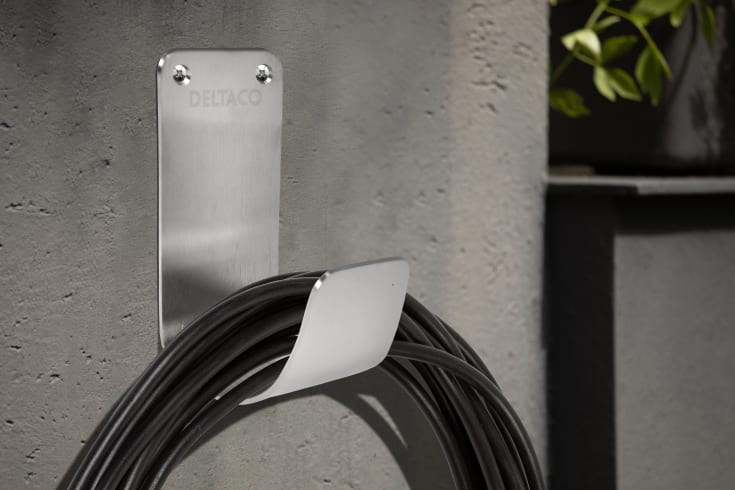 Deltaco E-Kabel krog stål hvid