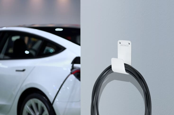Deltaco E-Kabel krog stål hvid