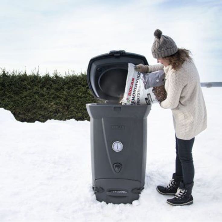Biolan 220eco kompostbinge, isolert, termostat, 220 liter, mørk grå