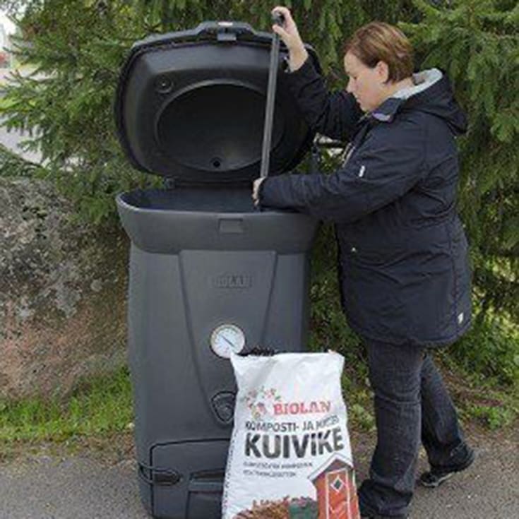 Biolan 220eco kompostbinge, isolert, termostat, 220 liter, mørk grå