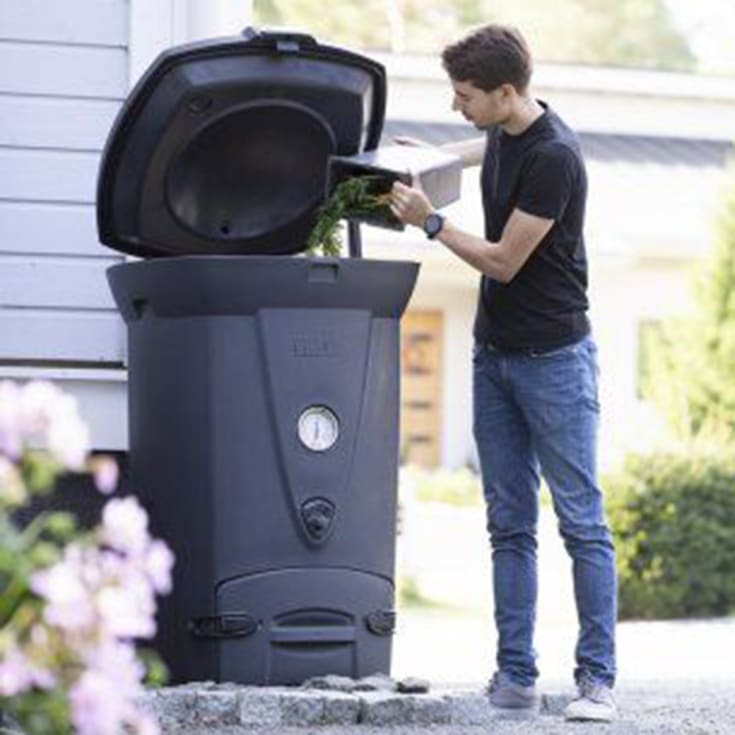 Biolan 220eco kompostbinge, isolert, termostat, 220 liter, mørk grå