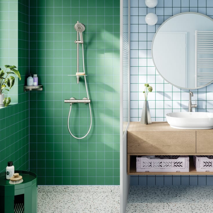 Grohe Rainshower SmartActive brusestang, 60 cm, børstet krom
