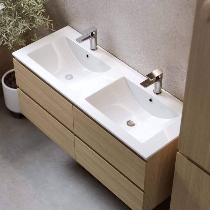 Bathlife Eufori møbelpakke, med servant og LED-speil, 121x46x50 cm, lys eik