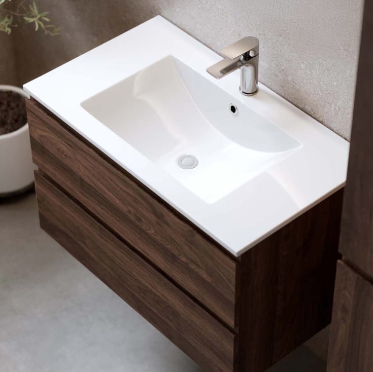 Bathlife Eufori møbelpakke, med servant og LED-speil, 81x46x50 cm, valnøtt