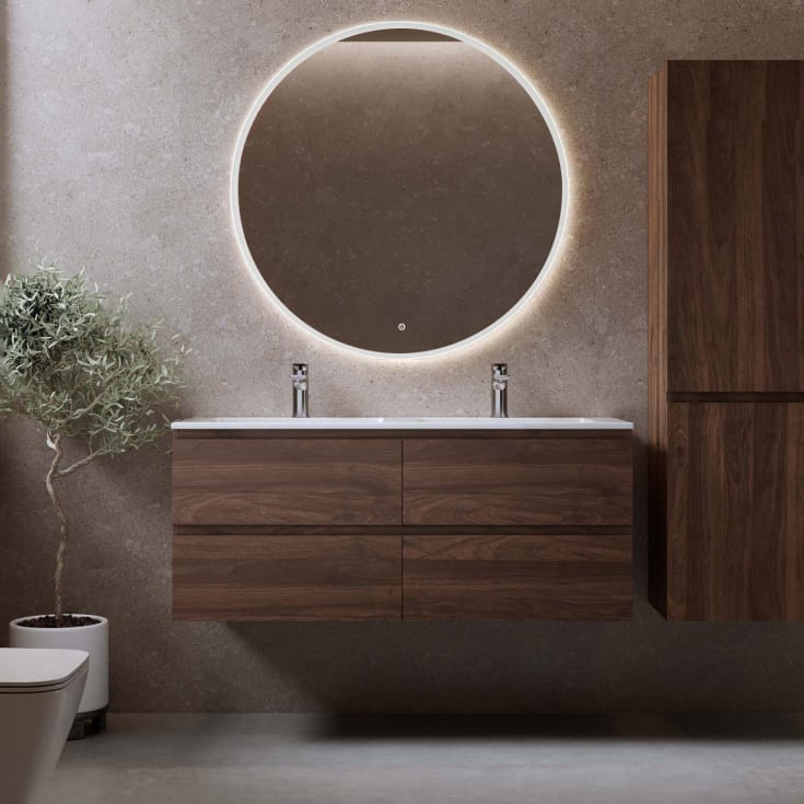 Bathlife Eufori møbelpakke, med servant og LED-speil, 121x46x50 cm, valnøtt