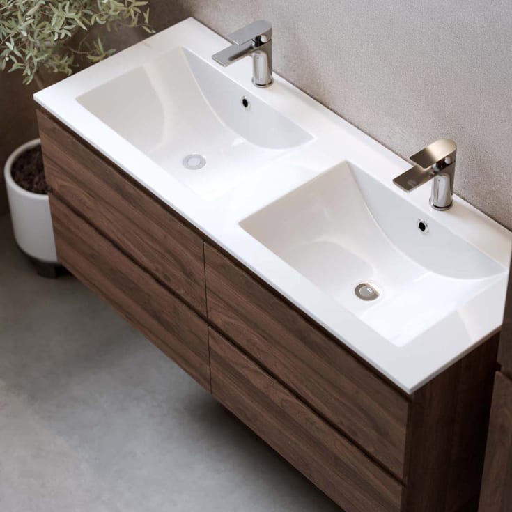 Bathlife Eufori møbelpakke, med servant og LED-speil, 121x46x50 cm, valnøtt