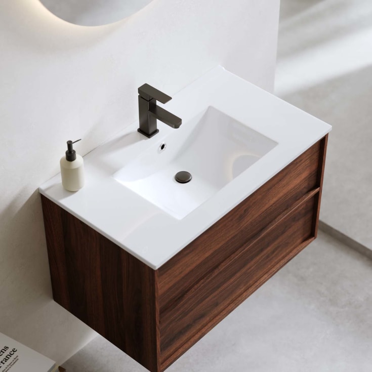 Bathlife Charm møbelpakke, med servant og LED-speil, 81x46,5x52 cm, valnøtt