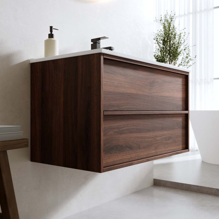 Bathlife Charm møbelpakke, med servant og LED-speil, 81x46,5x52 cm, valnøtt