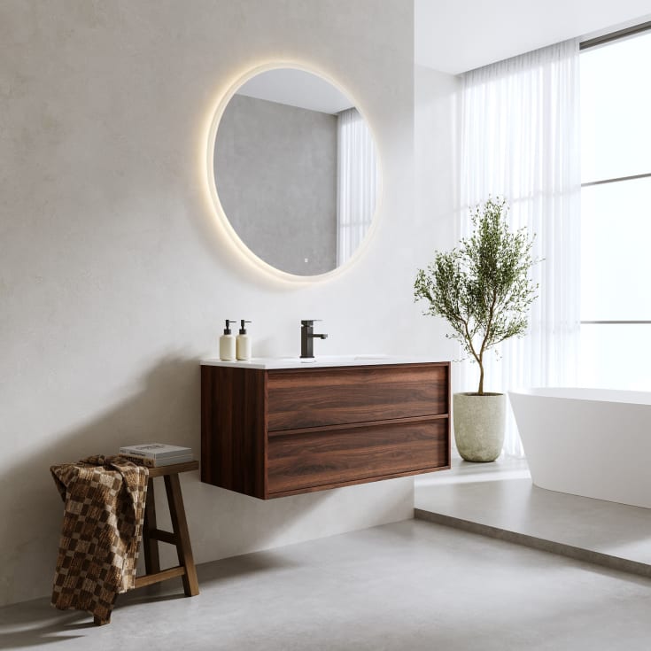 Bathlife Charm møbelpakke, med servant og LED-speil, 101x46,5x52 cm, valnøtt