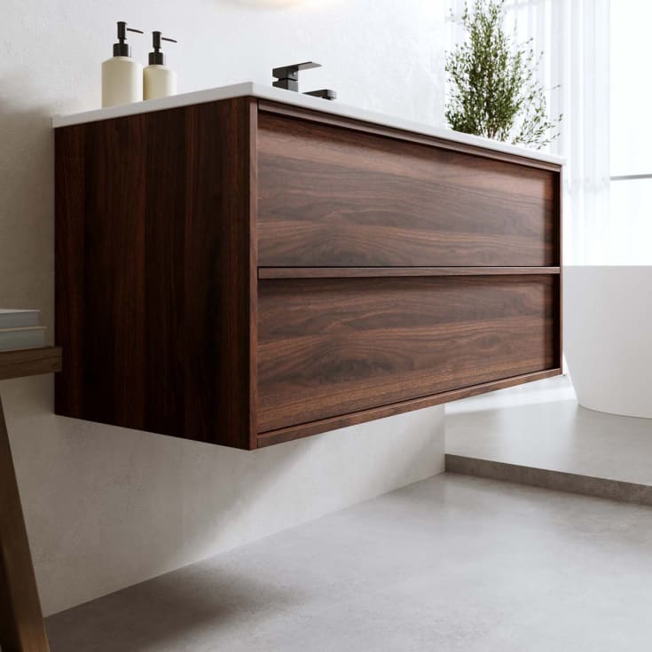 Bathlife Charm møbelpakke, med servant og LED-speil, 101x46,5x52 cm, valnøtt
