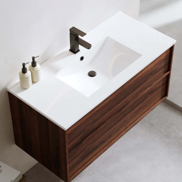 Bathlife Charm møbelpakke, med servant og LED-speil, 101x46,5x52 cm, valnøtt