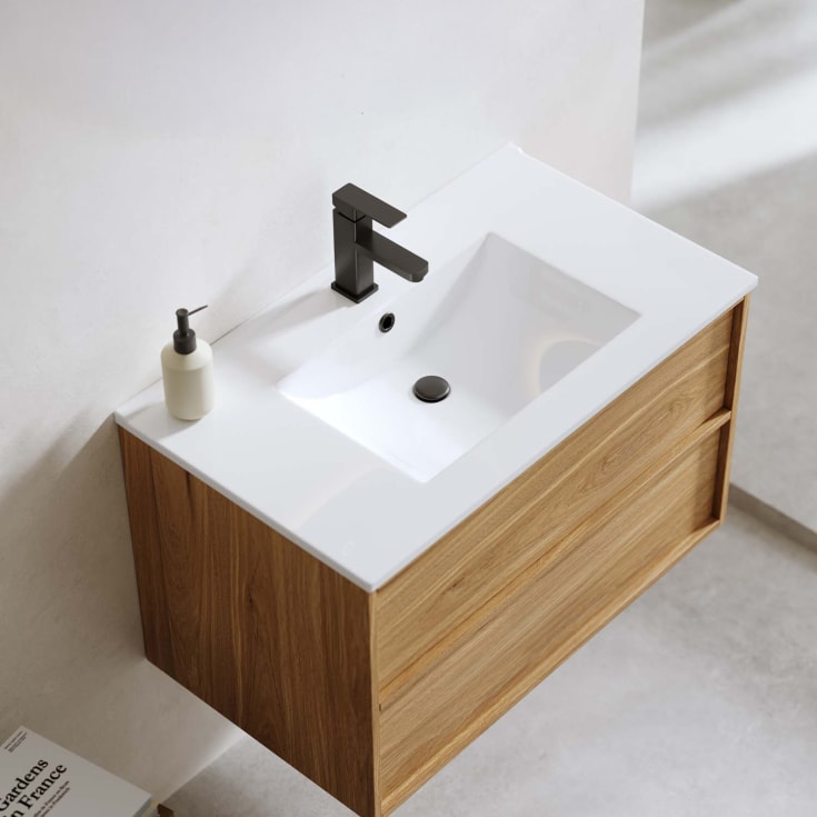 Bathlife Charm møbelpakke, med servant og LED-speil, 81x46,5x52 cm, eik/hvit