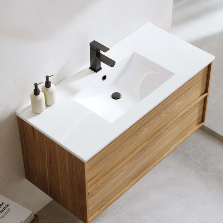 Bathlife Charm møbelpakke, med servant og LED-speil, 101x46,5x52 cm, eik