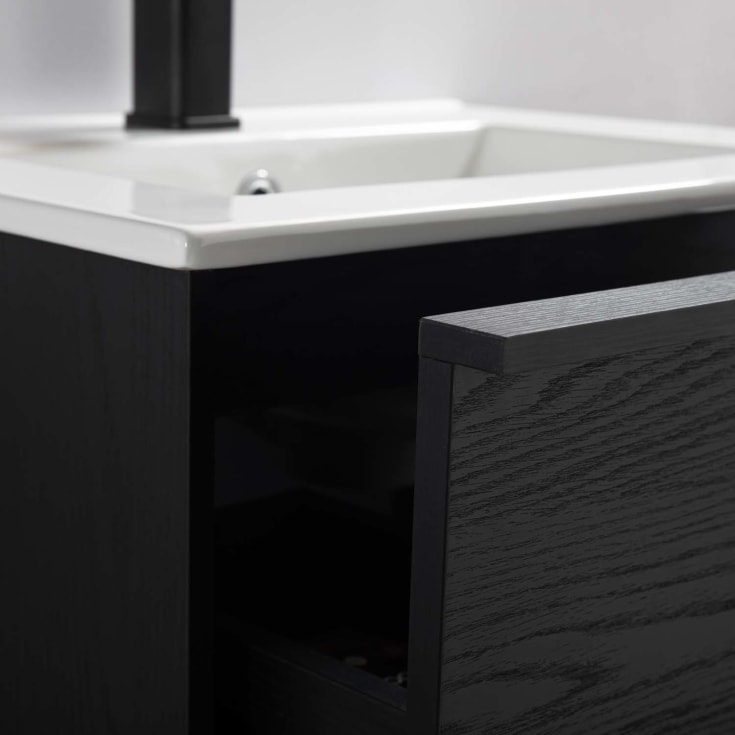 Bathlife Charm møbelpakke, med servant og LED-speil, 51x39,5x52 cm, sort eik