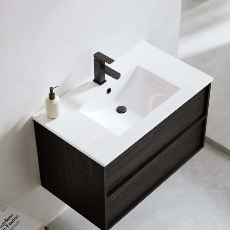Bathlife Charm møbelpakke, med servant og LED-speil, 81x46,5x52 cm, sort eik