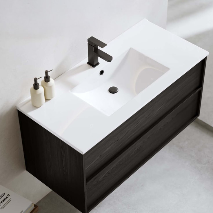 Bathlife Charm møbelpakke, med servant og LED-speil, 101x46,5x52 cm, sort eik