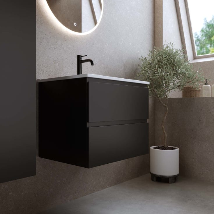 Bathlife Eufori møbelpakke, med servant, 61x46,5x50 cm, sort matt