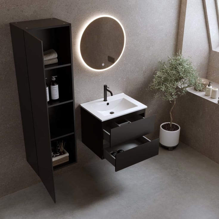 Bathlife Eufori møbelpakke, med servant, 61x46,5x50 cm, sort matt