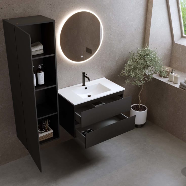 Bathlife Eufori møbelpakke, med servant, 81x46,5x50 cm, sort matt