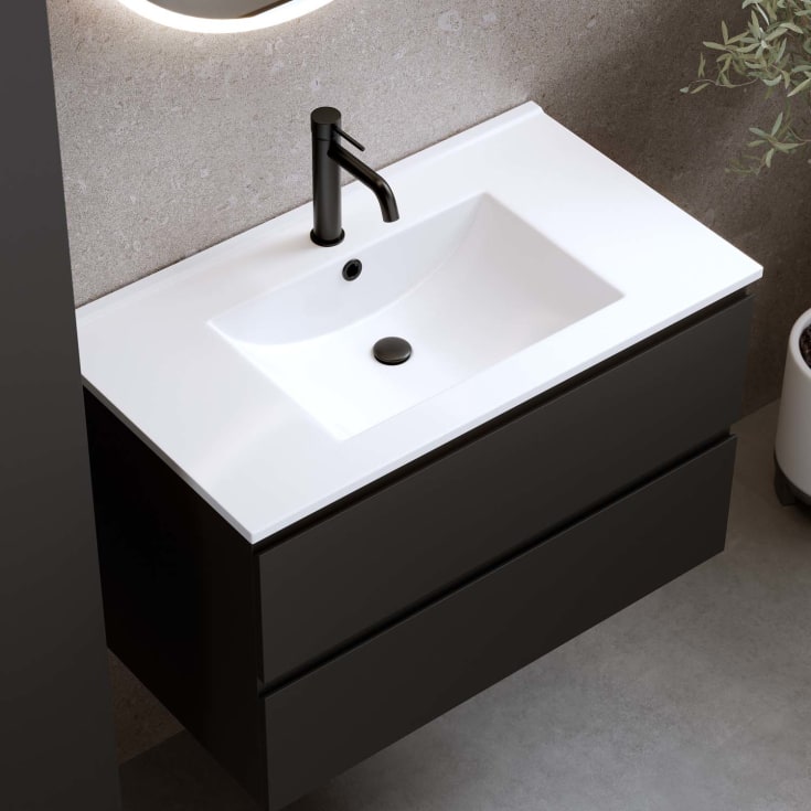 Bathlife Eufori møbelpakke, med servant, 81x46,5x50 cm, sort matt