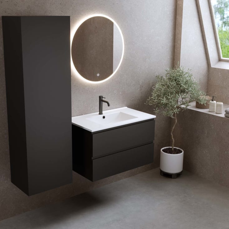 Bathlife Eufori møbelpakke, med servant, 81x46,5x50 cm, sort matt
