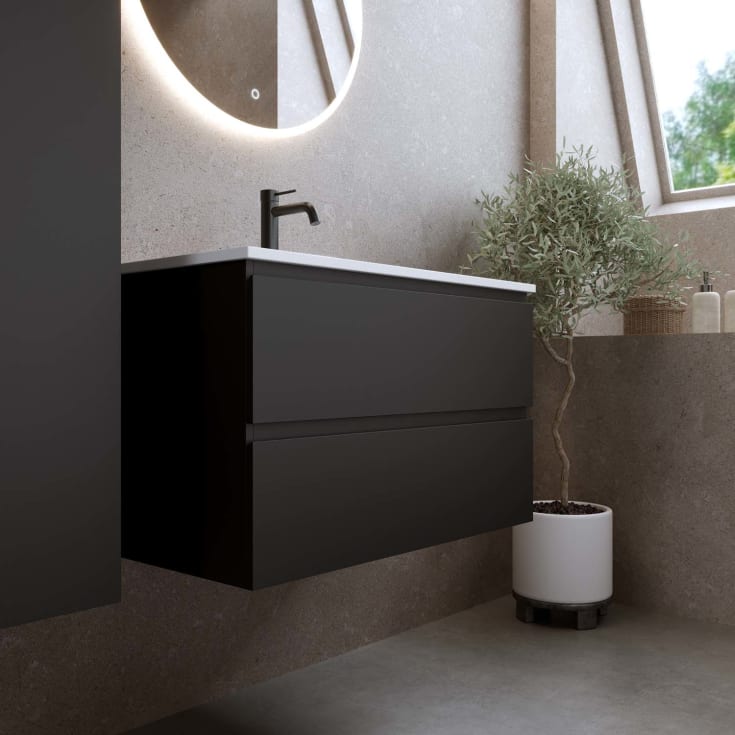 Bathlife Eufori møbelpakke, med servant, 81x46,5x50 cm, sort matt