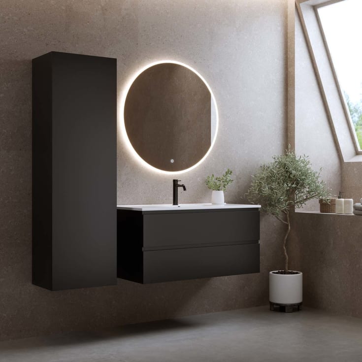 Bathlife Eufori møbelpakke, med servant, 101x46,5x50 cm, sort matt