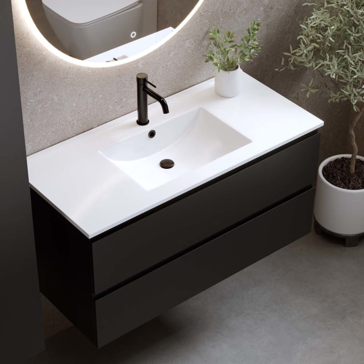 Bathlife Eufori møbelpakke, med servant, 101x46,5x50 cm, sort matt