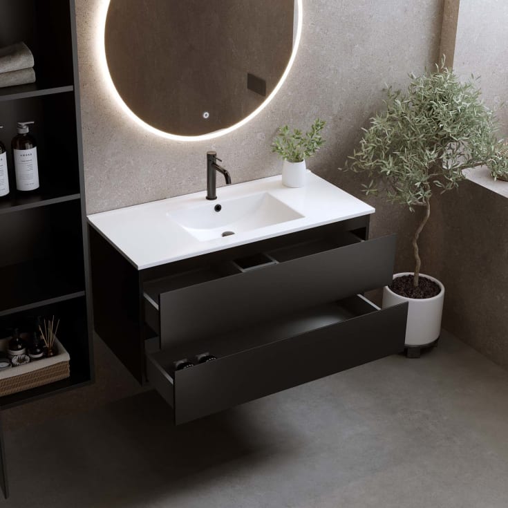 Bathlife Eufori møbelpakke, med servant, 101x46,5x50 cm, sort matt