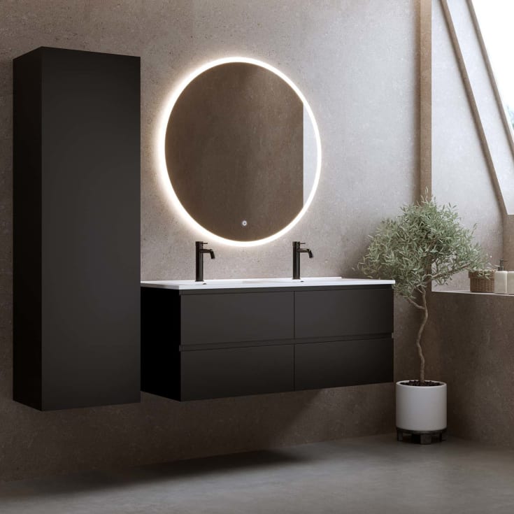 Bathlife Eufori møbelpakke, med servant, 121x46,5x50 cm, sort matt