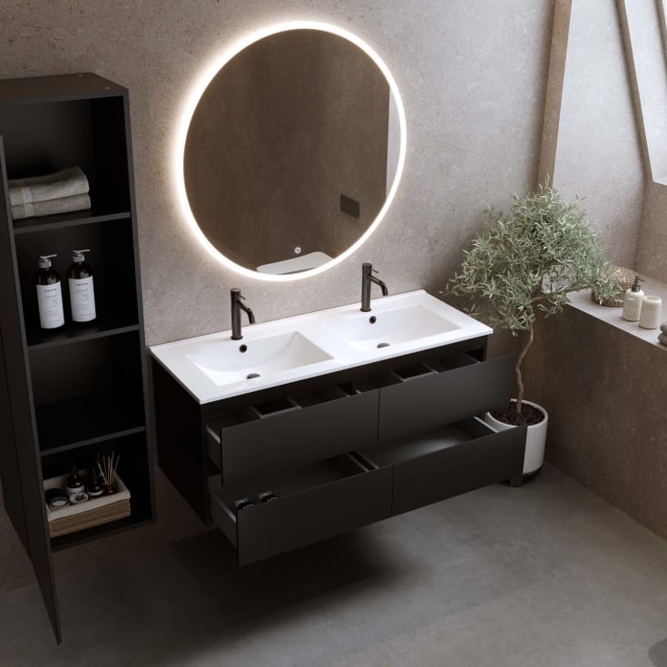 Bathlife Eufori møbelpakke, med servant, 121x46,5x50 cm, sort matt