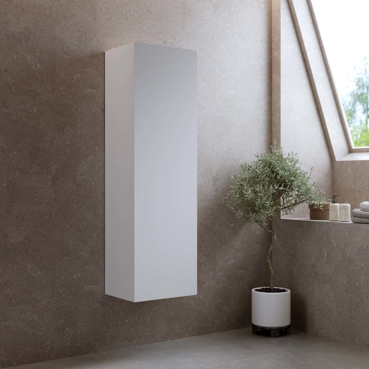 Bathlife høyskap, myktlukkende dør, 150x45x35 cm, hvit matt