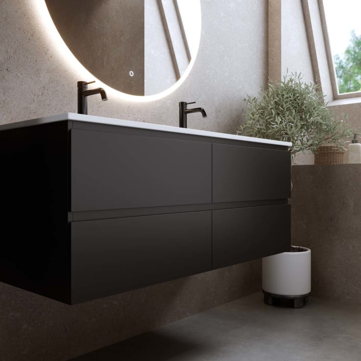 Bathlife Eufori møbelpakke, med servant, 121x46,5x50 cm, sort matt