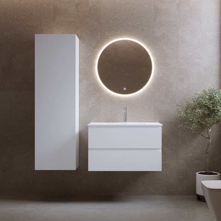 Bathlife høyskap, myktlukkende dør, 150x45x35 cm, hvit matt