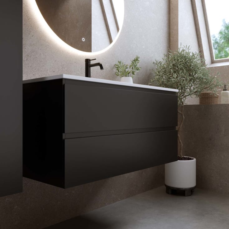 Bathlife Eufori møbelpakke, med servant, 101x46,5x50 cm, sort matt