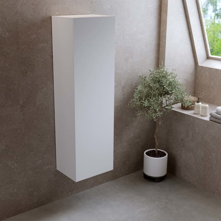 Bathlife høyskap, myktlukkende dør, 150x45x35 cm, hvit matt