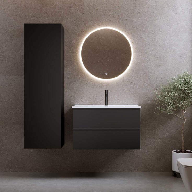 Bathlife høyskap, myktlukkende dør, 150x45x35 cm, sort matt